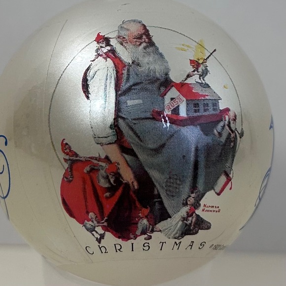 Norman Rockwell Christmas Ornament Peace Santa Glass Ball 1922 Curtis Vintage - Picture 5 of 5